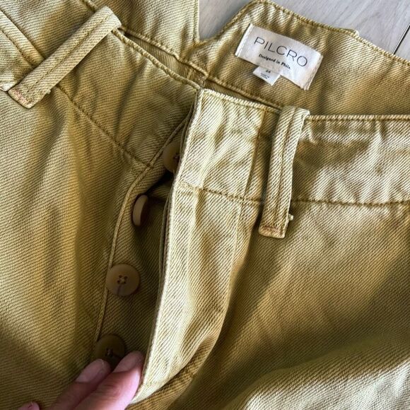 Pilcro and the Letterpress Pants Womens 28 Green Crop Button Fly - Picture 9 of 11
